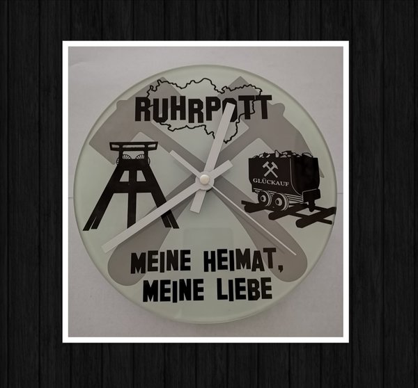Bergbau Uhr Ruhrgebiet Ruhrpott Zeche Förderturm Lore Glück auf